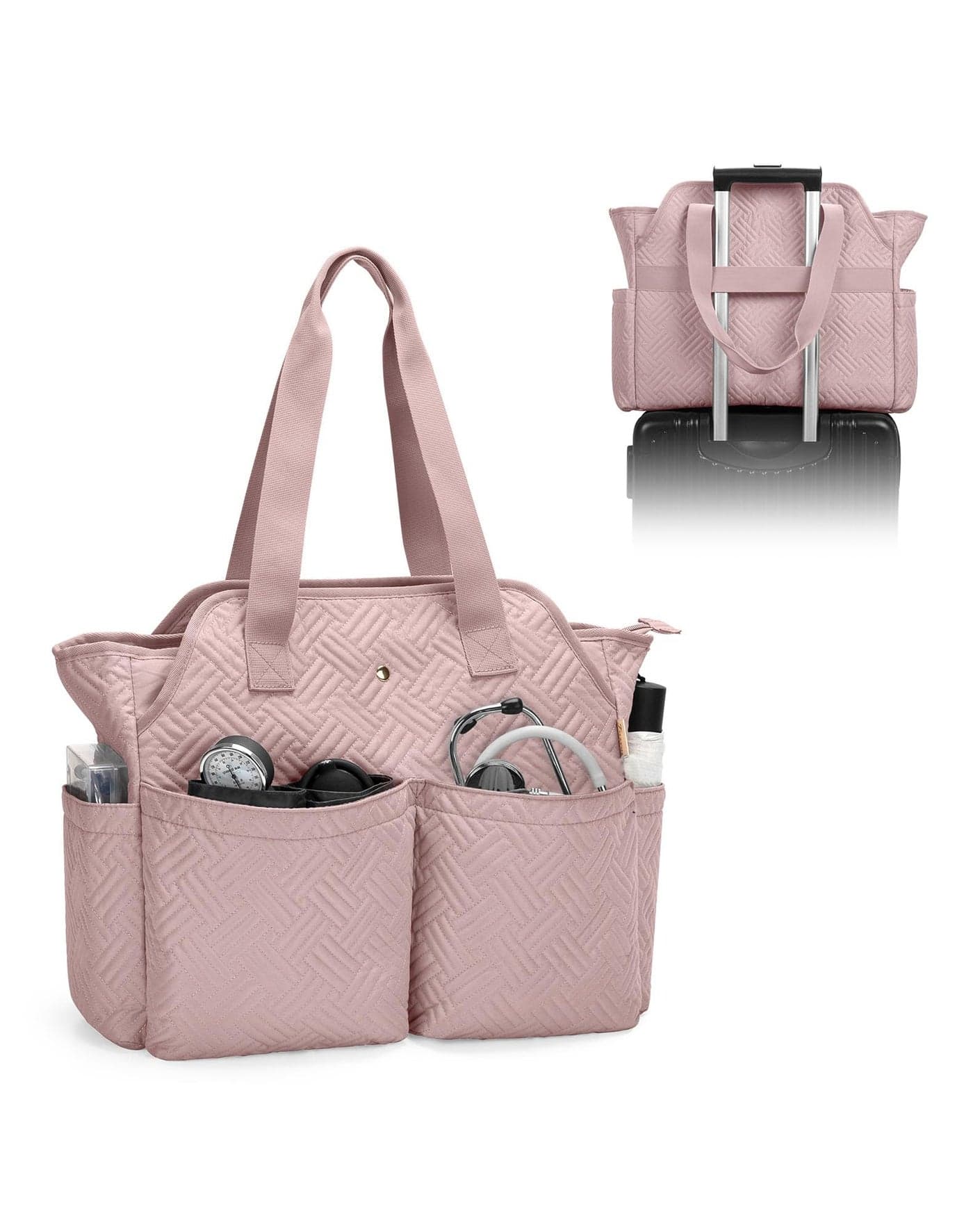Fasrom Nurse Bag for Work Nurses with Laptop Sleeve Clinical Tote Bag for Nursing Students or Doctors Pink Empty Bag Only