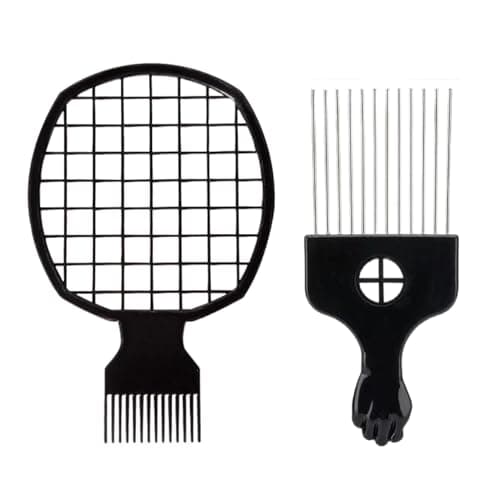 Upgraded Hair Twist Comb Hair Sponge Brush and Metal Afro Hair Pick Comb Set for Black Men Women Curls 2 In 1 Afro Hair Coil Pick Combs Curl Brush 2 Pcs