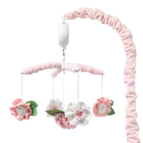 The Peanutshell Crib Mobile for Girls Pink Musical Baby Crib Mobile with 12 Lullabies Flower Baby Pink Floral Nursery Decor