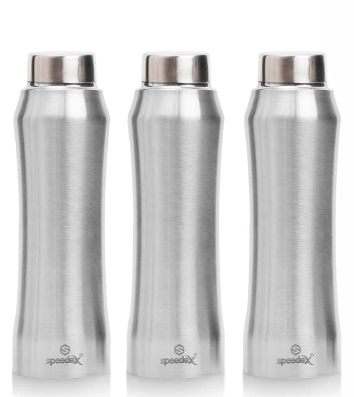 Speedex Stainless Steel Matt Water Bottle 1 Litre with Steel Cap – Leak-Proof, Durable, Lightweight | Ideal for Kids, Adults, Office, School, Travel | Pack of 3, Set of 3, Combo of 3 (1000ml Each)
