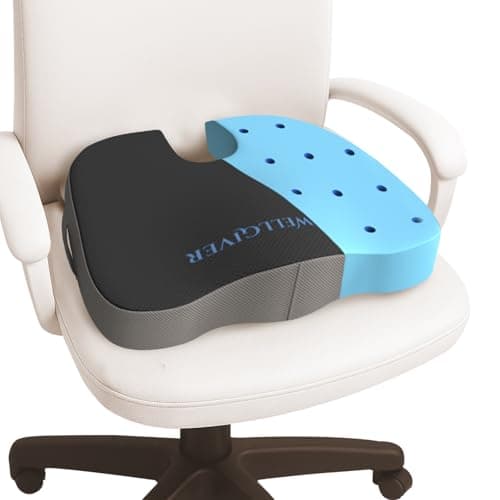 WELLGIVER Gel Memory Foam Coccyx Seat Cushion for Tailbone & Back Pain Relief–Orthopedic Chair Pad for Office, Car, Home U-Shaped Comfort Seat Support for Sciatica, Lower Back Pain | 18 x 15 x 3 Inch