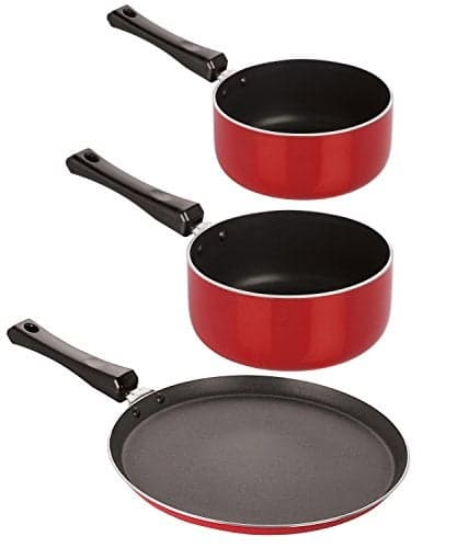 Nirlon NonStick Gas Compatible Aluminium Base Kitchenware Combo Gift Set Offer 3 Piece 26mm_FT11_SPM_SPB