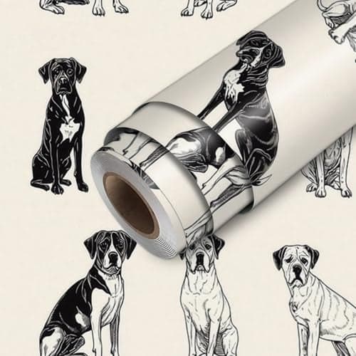 HOMETITUTE Sketch Dog Pattern Wallpaper Peel and Stick Contact Paper Wall Paper Stick 177 x 1181 Self Adhesive Removable Vinyl Wall Covering Bedroom Kitchen Bathroom Home Decor