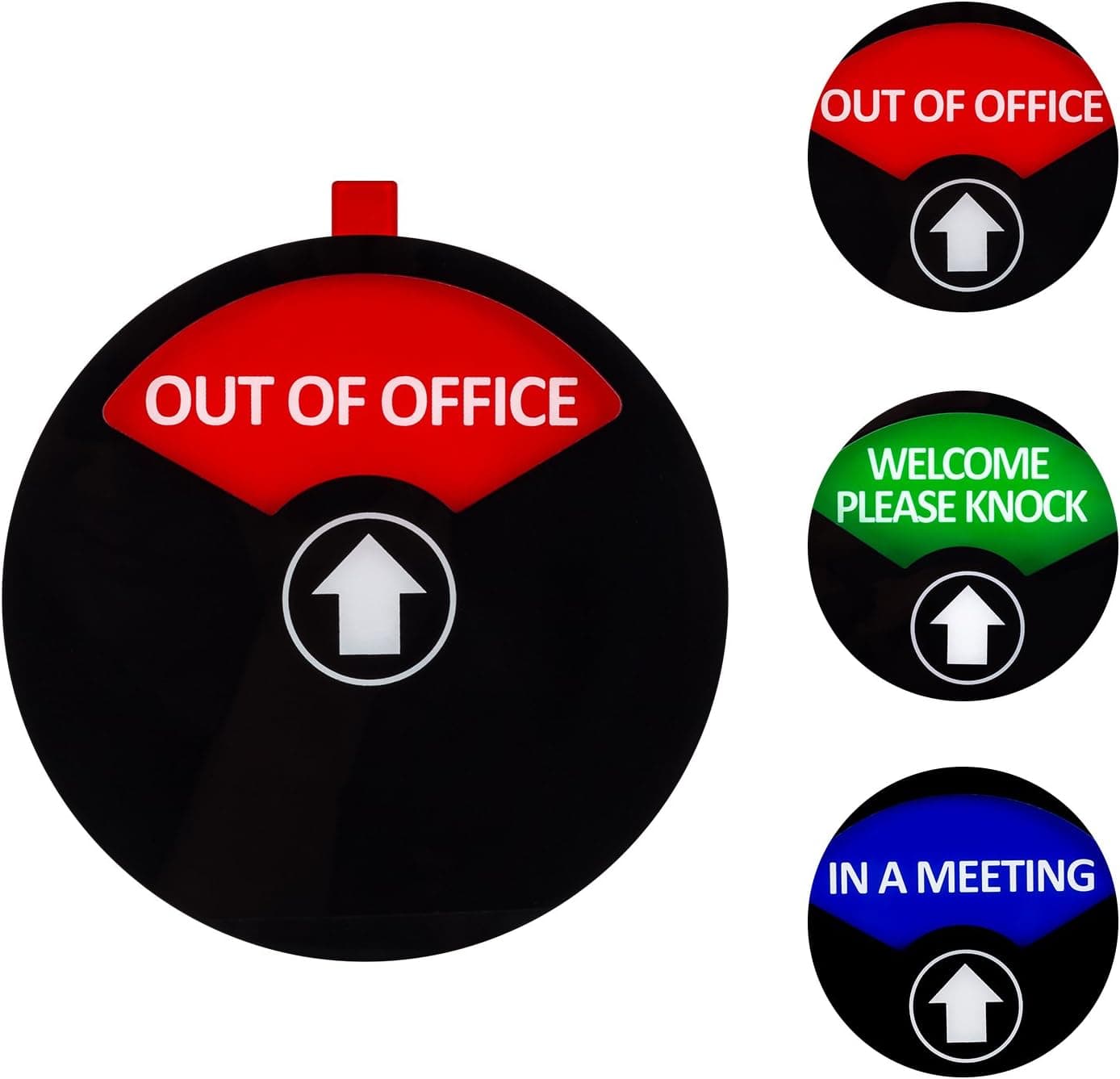 Kichwit Privacy Sign for Office In a Meeting Out of Office Welcome Please Knock 5 Inch Black