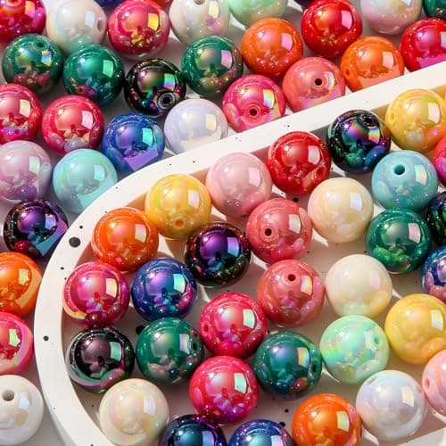 ANCADN 16mm Acrylic Beads 100pcs Multicolor Acrylic Bead Pen Bubblegum Beads DIY Beading Hairband Bracelets Necklace Craft for DIY Jewelry Making Color1