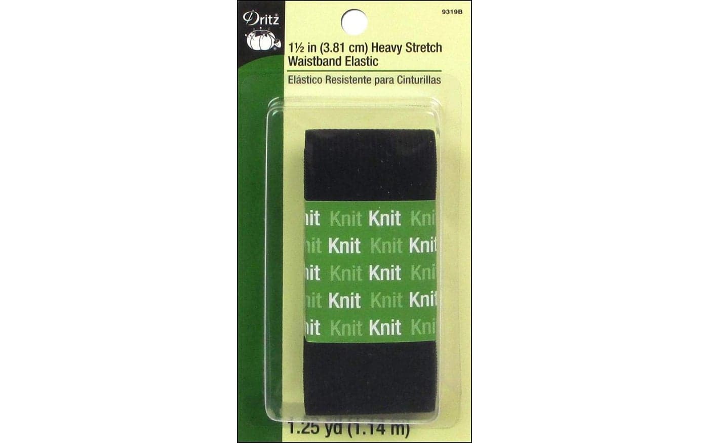 Dritz 9319B Heavy Stretch Waistband Knit Elastic, Black, 1-1/2-Inch x 1-1/4-Yard