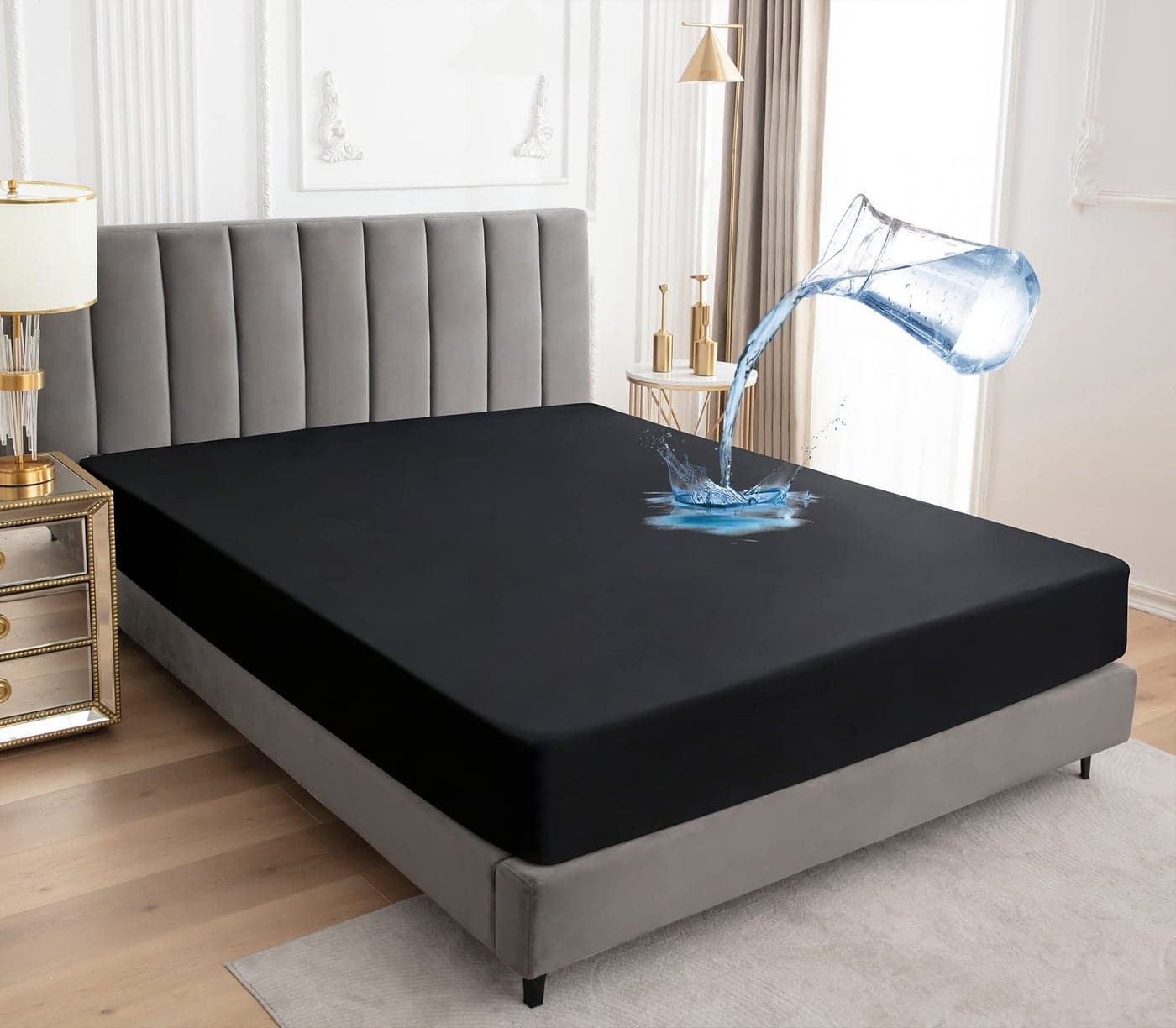 Sufdari Full Size Mattress ProtectorWaterproof Mattress ProtectorFitted Sheet Style Mattress Cover with 18 Deep PocketWashable and ComfortableBlackFull