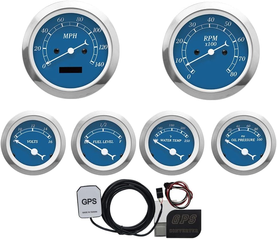 MOTOR METER RACING Classic 6 Gauge Set with GPS Speedometer and Digital Odometer
