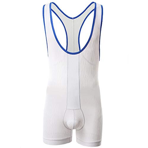 SPNSSTCR Men Athletic Supporters Undershirts Wrestling Singlet Sports Gym Jumpsuit Underwear Boxers (White, Medium)