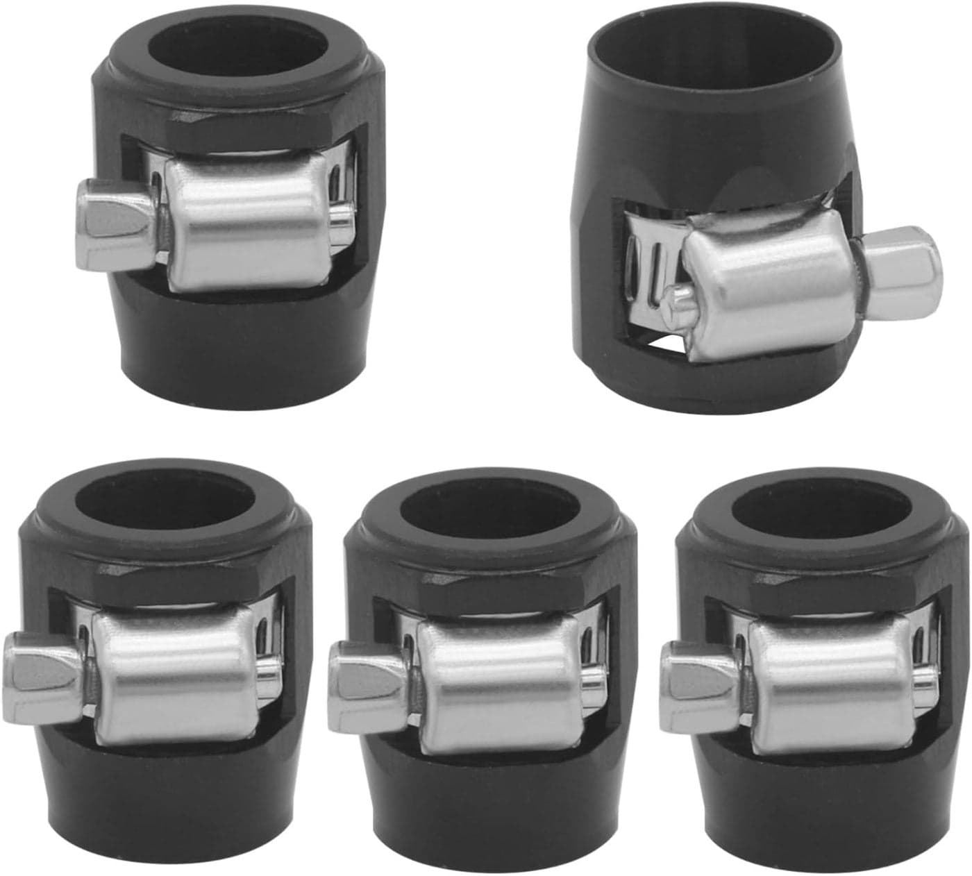 YSIL 8AN Hose Finisher Clamp Set - 5PCS Aluminum Black for 1/2 Fuel Line