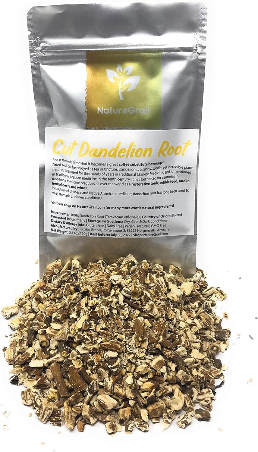 Naturegrail Cut Dandelion Root - Dried Herbal Tea and Coffee Substitute - 100% Pure Dandelion Root - 60g
