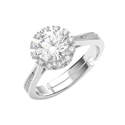 Clara Pure 925 Sterling Silver Irina Stylish Solitaire Finger Ring | Swiss Zircon Platinum Plated | Size Adjustable | Gift for Women Girls Wife Girlfriend