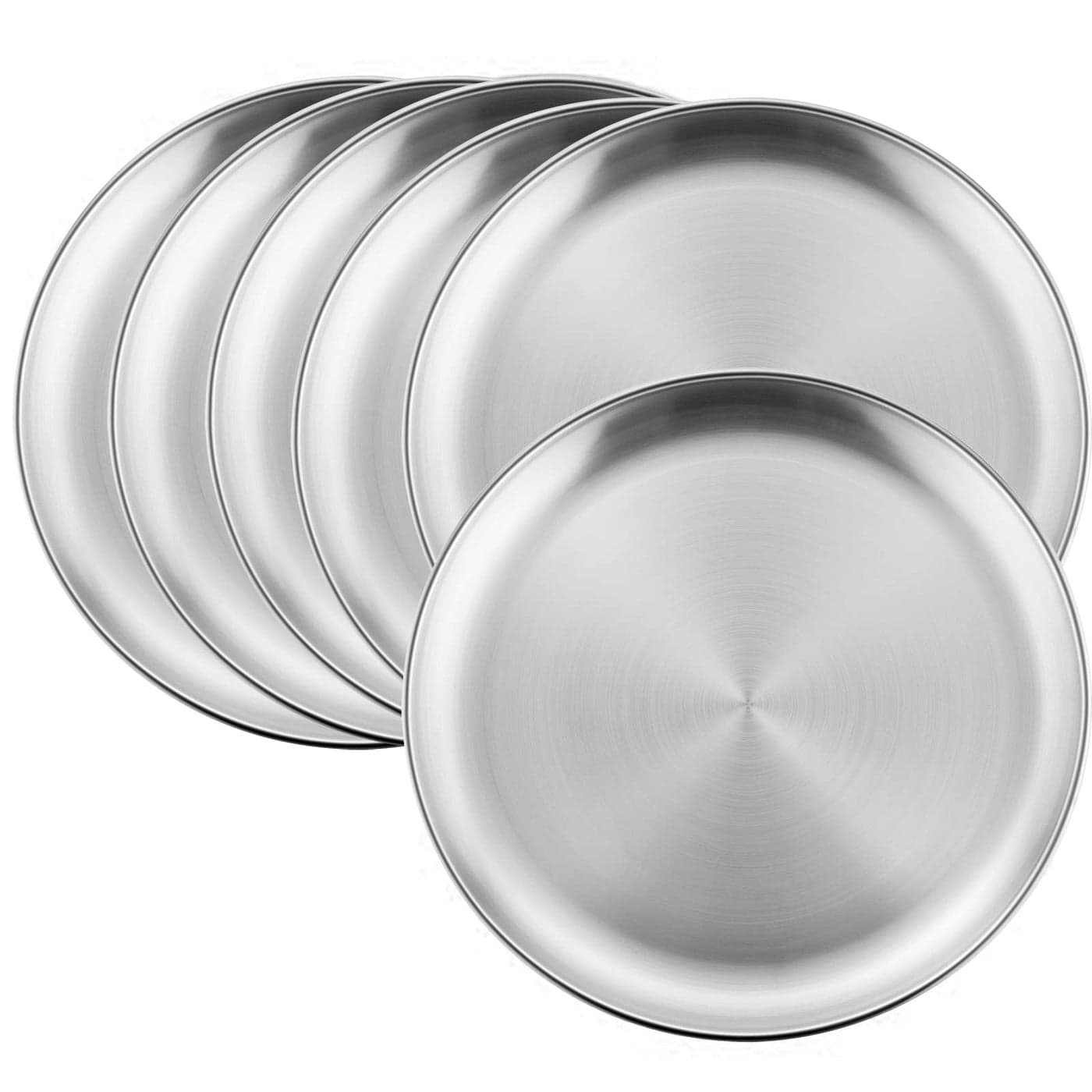 HaWare 6Piece 188 Stainless Steel Plates Metal 304 Dinner Dishes for Kids Toddlers Children 10 Inches Feeding Serving Camping Plates Reusable and Dishwasher Safe