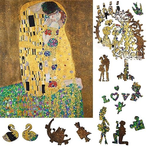 Wooden Puzzl for Adults Uniquely Shaped Pieces Made in The USA by FoxSmartBox 311 Pieces The Kiss