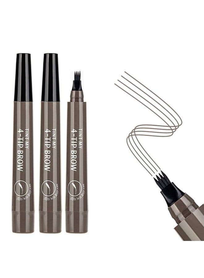 3PCS Gray Brown Eyebrow Pen - Waterproof Microblading Eyebrow Pen,Long Lasting,Easily Create Natural Eyebrow Makeup
