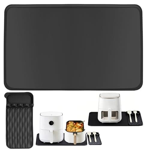 AVOWB.T.Q 2-in-1 Silicone Heat Resistant Mats for Countertop, Air Fryer Mat Set with Detachable Holder Pad, Countertop Protector Mat for for Microwave/Oven,Compatible with Ninja/Cosori/Chefman/Toshiba
