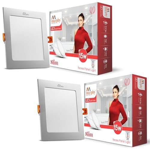 Murphy 15-Watt Slim Square LED Panel Ceiling Light (Warm White, Pack of 2)