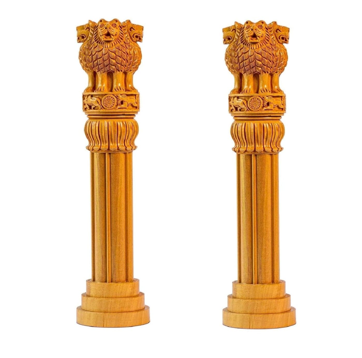 Kanhaji Creations Wooden Ashoka Stambh Desk Ashoka Pillar Ideal for Advocate Tabel Office Home Decor Showpiece Best for Gifting Purpose 6 InchPack of 2