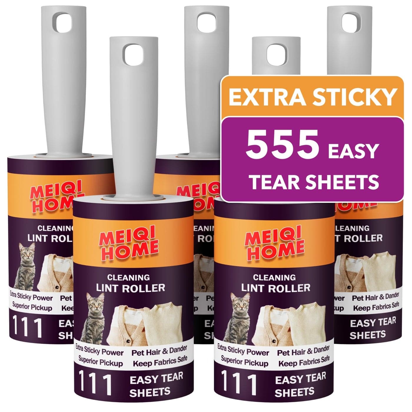 Lint Rollers for Pet Hair Extra Sticky 555 Sheets Mega Value Set Lint Roller with 5 Upgraded Handles 5 Rollers Portable Pet Lint Remover for Clothes Furniture Carpet Dog Cat Hair Removal