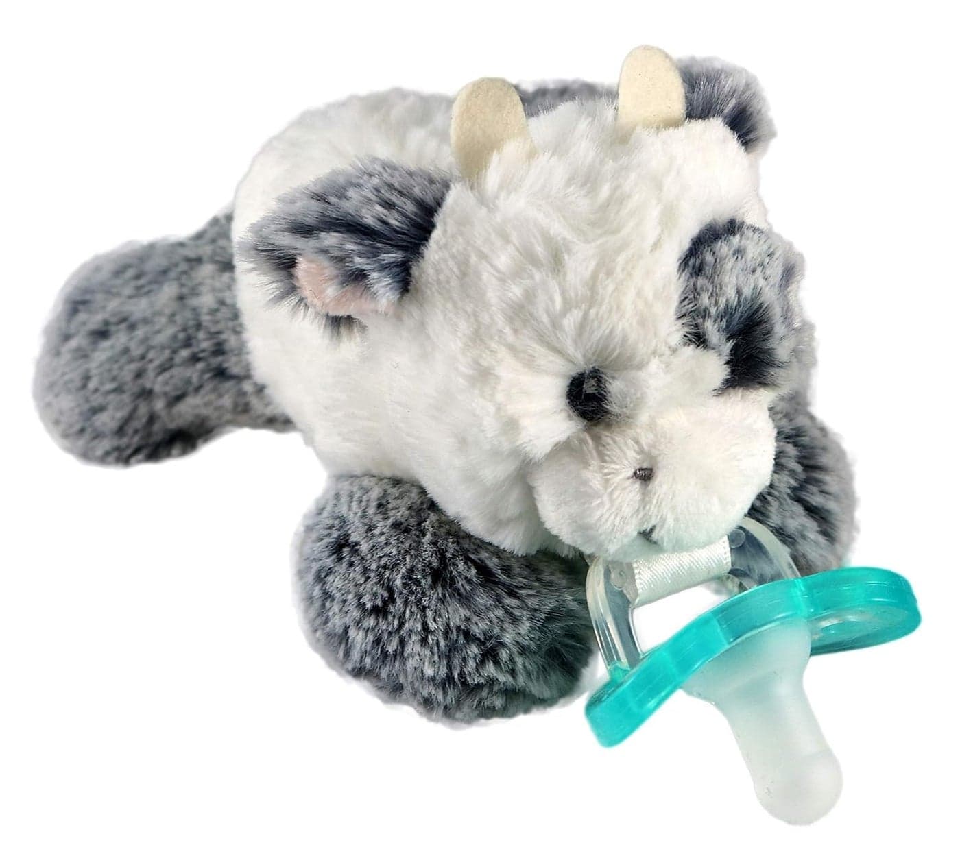RaZbaby JollyPop Pacifier Holder with Detachable Baby Pacifier Stuffed Animal RaZbuddy All Ages 0M 100 Medical Grade USA Made Silicone Machine Washable Textured Easy to Hold Cow