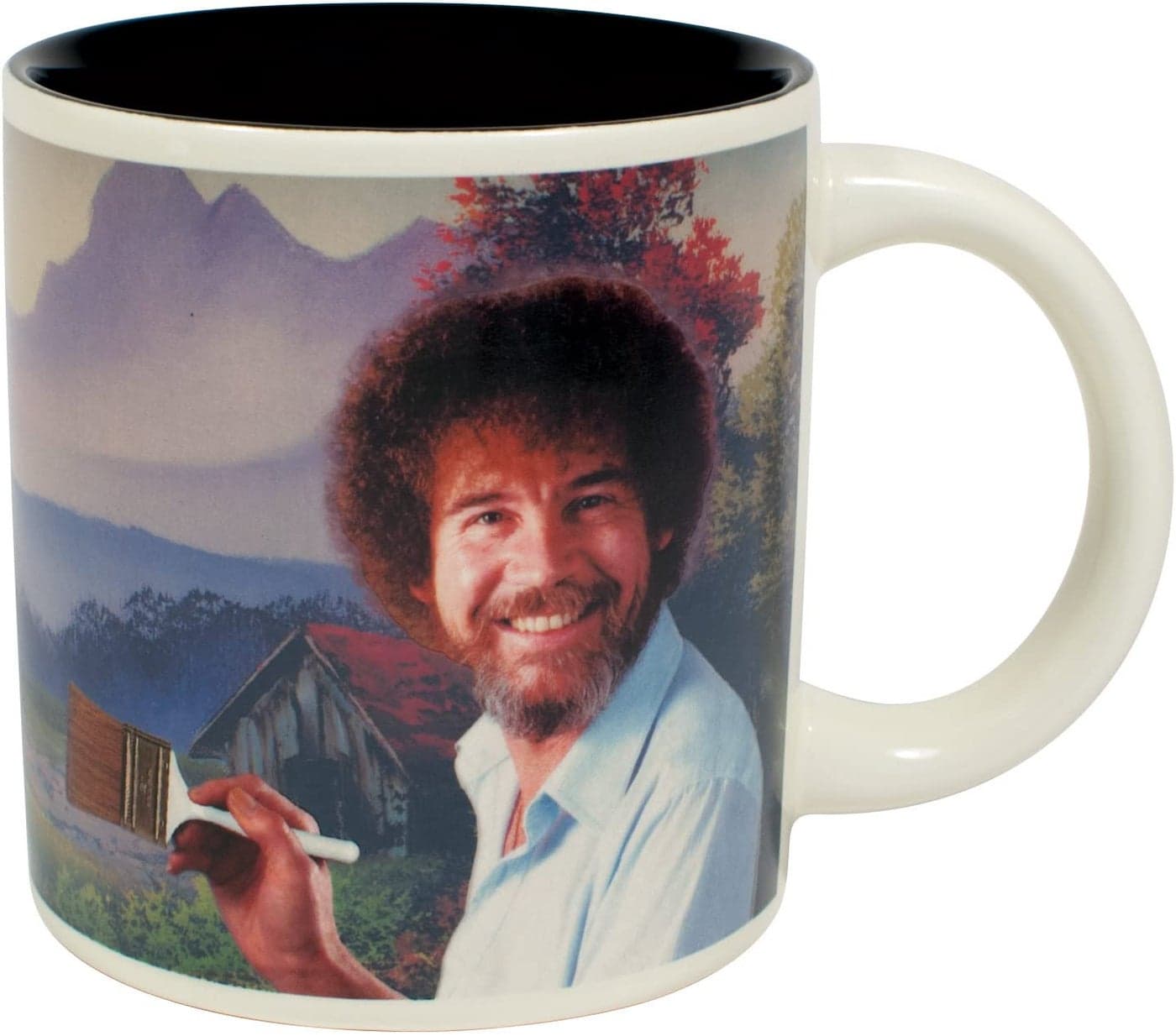 The Unemployed Philosophers Guild Bob Ross Heat Changing Mug Add Coffee or Tea and a Happy Little Scene Appears Comes in a Fun Gift Box