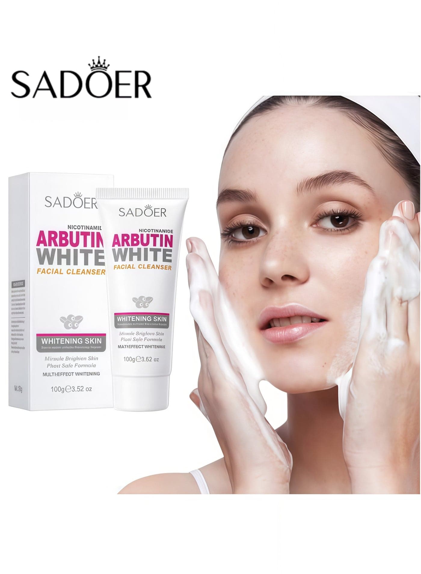 SADOER Arbutin Niacinamide Cleansing Milk: Whitening & Brightening, Gentle Cleansing 100g