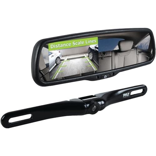 Pyle Rearview Backup Parking Assist Camera & Monitor System Kit - 4.3" Screen, Waterproof License Plate Mount, Night Vision, 170° Angle Adjustable, Auto Reverse Activation, Distance Scale Lines