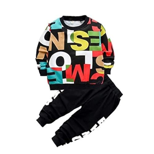 Googo Gaaga Boy's Cotton Full Sleeves Printed Sweatshirt with Pant in Multi Color (Yellow, 4 Years)