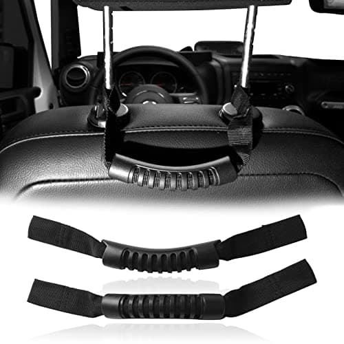 Hooke Road Wrangler Headrest Grab Handles Rear Seat Passenger Grip Handles for 2007-2025 Jeep Wrangler JK JKU JL JLU Gladiator JT (Pack of 2)