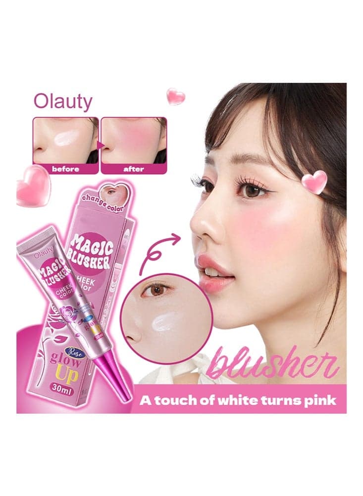 Magic Blusher-Cheek Color,Waterproof Liquid Blusher Smooth,Color Changing Blusher, Natural Long Lasting Glow, Korean Beauty for Cheek Contour, Waterproof Blush for Women