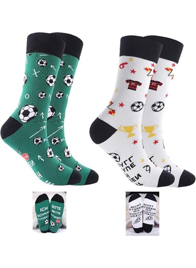 Funny Football Socks, Letter Print Soccer Socks for Men, Ideal Gift for Football Enthusiasts, Pack of 2