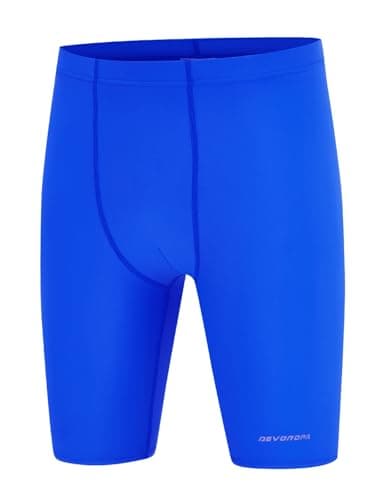 DEVOROPA Boys' Swim Jammers Youth Competitive Swim Team Suit Quick Dry Athletic Swimming Shorts UPF 50+ Blue XS