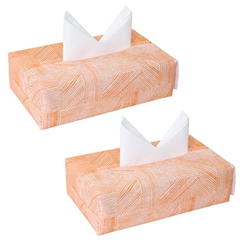 PrettyKrafts Tissue Paper Box Cover Rectangular Shape Napkin Holder use for car,Home and Office, (Pack of 2), Jute Orange
