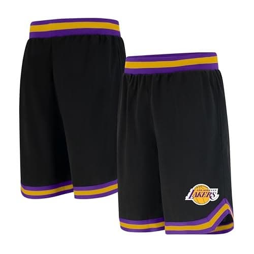 Ultra Game NBA Official Mens Active Knit Basketball Training Shorts Unisex Los Angeles Lakers Black XLarge