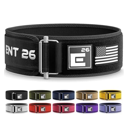 Element 26 Self-Locking Weight Lifting Belt, Premium Weightlifting Belt for Serious Functional Fitness, Power Lifting, Training Belts Men and Women (Extra Large, Black Custom Patch) (BLT-BLK-CP-US)