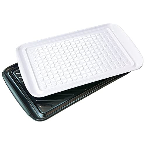 Tovolo Prep & Serve BBQ Trays Pack of 2 (Large - Black/White) - Serving Trays for Kitchen, Grill, Meal Prep, Smoker, Griddle, Barbeque, & More/BPA-Free & Dishwasher-Safe