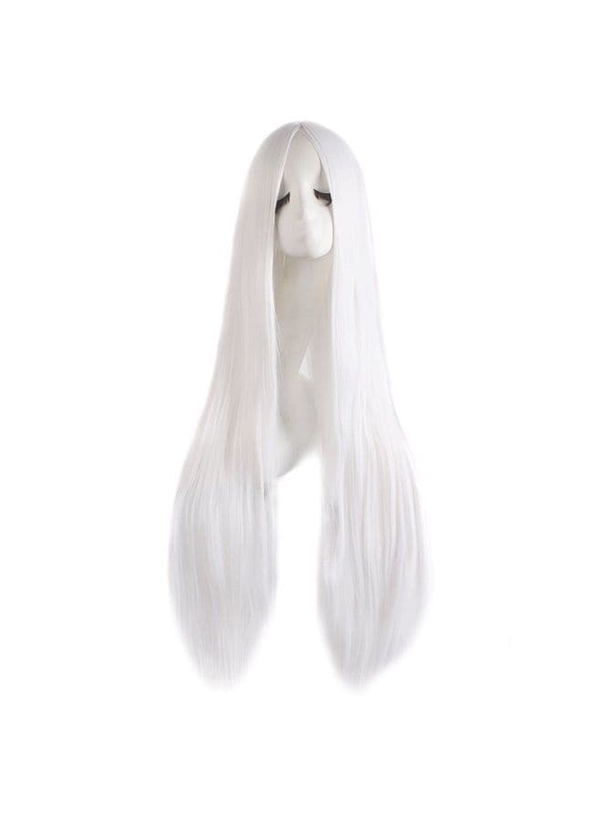 40" 100cm Carve Long Straight Cosplay Wig Anime Costume Party Wig (White)