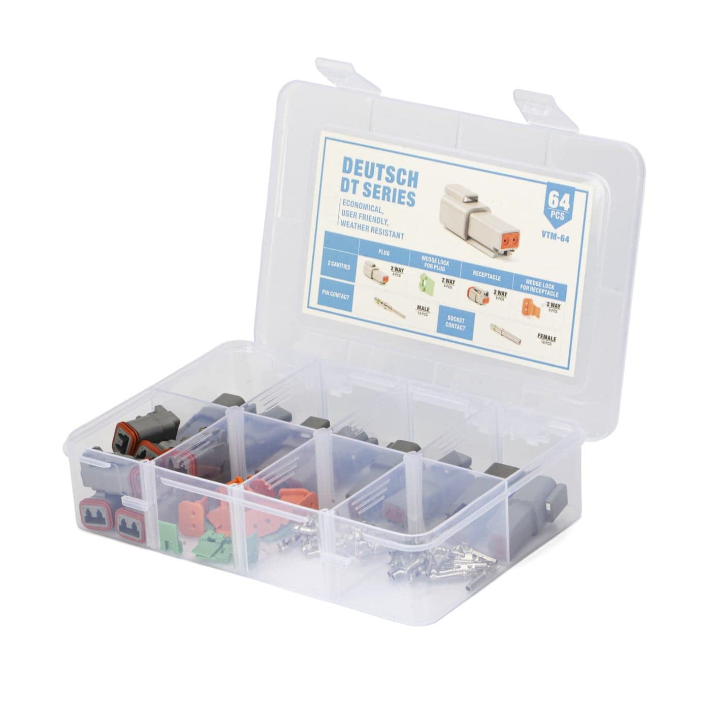 IWISS Deutsch DT 2 Pin Way Gray Male Female Connector Kit Size 16 Solid Contact Version 8 Sets