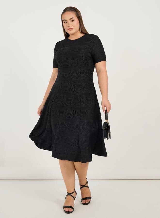 Textured Fit-And-Flare Dress