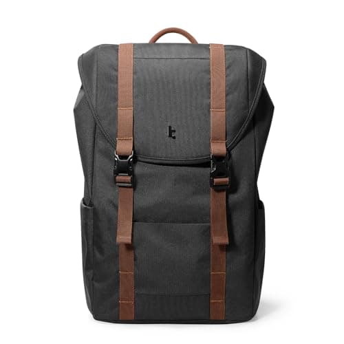 tomtoc Flap Laptop Backpack Lightweight WaterResistant Casual Daypack Durable Workpack Vintage Classic Rucksack for 13156 Inch Laptop perfect for Campus Street 22L Black