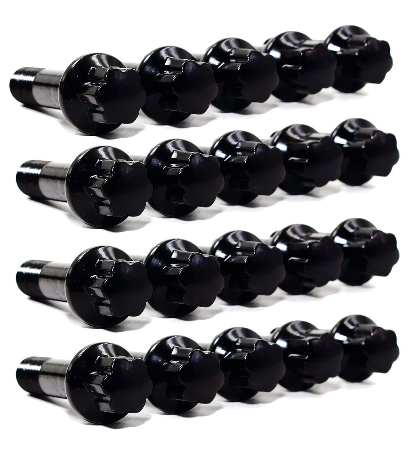 Set of 20 Veritek 14x1.5mm Black OE 2.75 Inch 45mm Shank Length 17mm Star Hex Black Ball Seat Wheel Lug Bolts for Mercedes Factory Wheels VPE-14151809CFBK