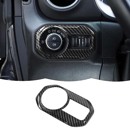 RT-TCZ Carbon Fiber Headlight Switch Button Trim Cover Lamp Switch Cover Trim Decoration Interior Accessories Compatible with Jeep Wrangler JL JLU & Gladiator JT 2018-2023