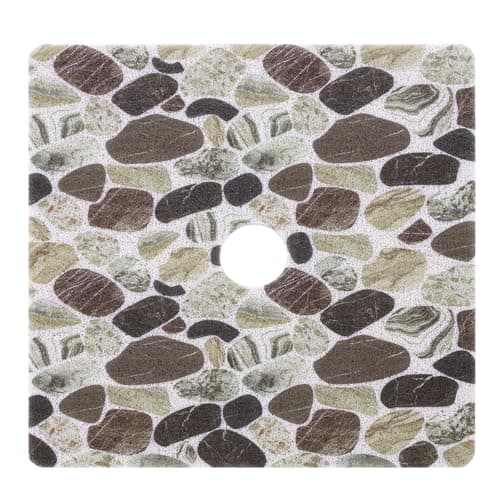 Hombys Non Slip Shower Mat 27x27 in, Shower Floor Mats with Drain Hole, Secure PVC Loofah Mat, Boho Coffee Pebble