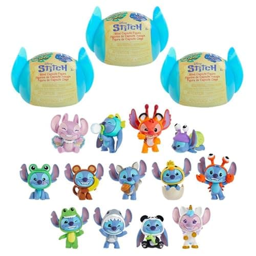 Disney Stitch Goes Wild Collectible Mini Figure 3Pack 2inch Figurines with Wild Details Blind Box Toy for Kids Fans Collectors by Just Play Kids Toys for Ages 3 Up by Just Play