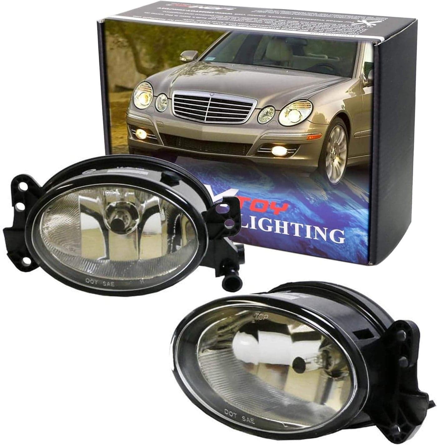 iJDMTOY Oval Shape OESpec Fog Light Lamps wHalogen Bulbs Compatible with MercedesBenz C E R CLS ML Class etc Replace OEM 1698201556