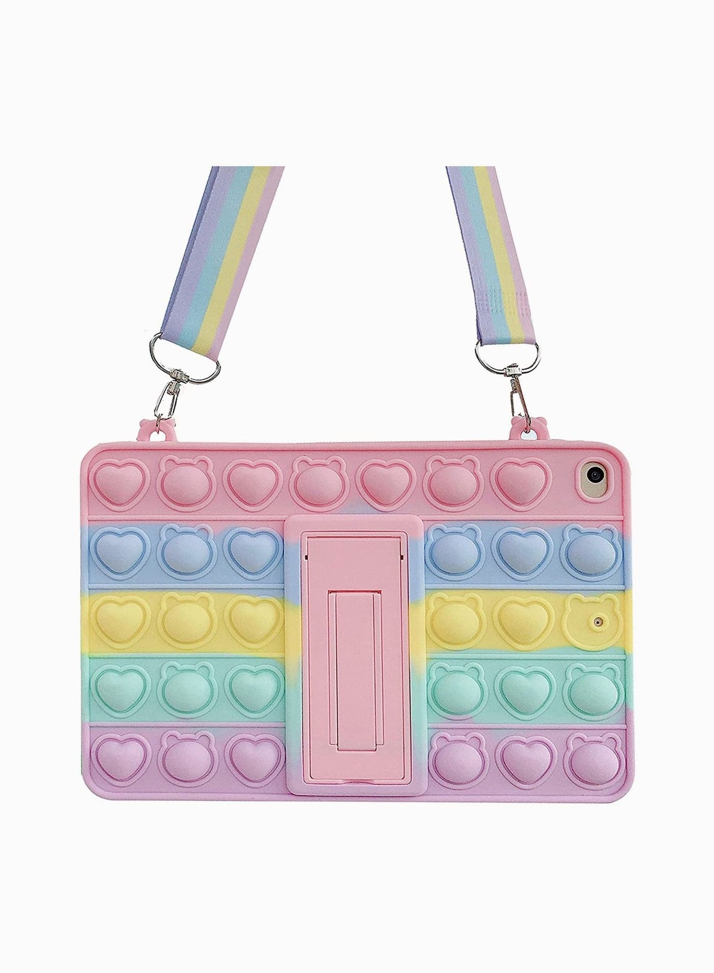 Case for iPad 5th/6th Generation 9.7" (2017/2018) /iPad Air 1, Push Bubble Fidget Stress Relief and Anti-Anxiety Protection Cover with Stand + Strap, Rainbow