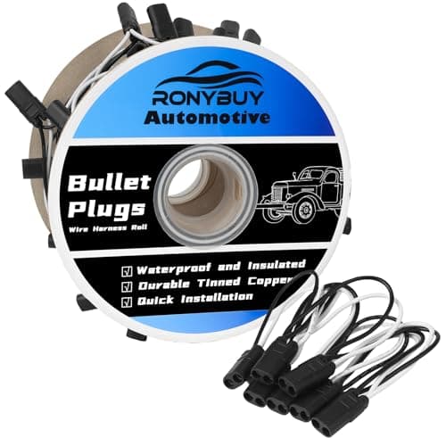 Ronybuy 20 Count 2Prong Double Female Bullet Plug Wire Harness Roll 18 Gauge 2 Prong Continuous Wire Harness 6 Lead Spacing for Marker Light Clearance Lights Trucks Trailers