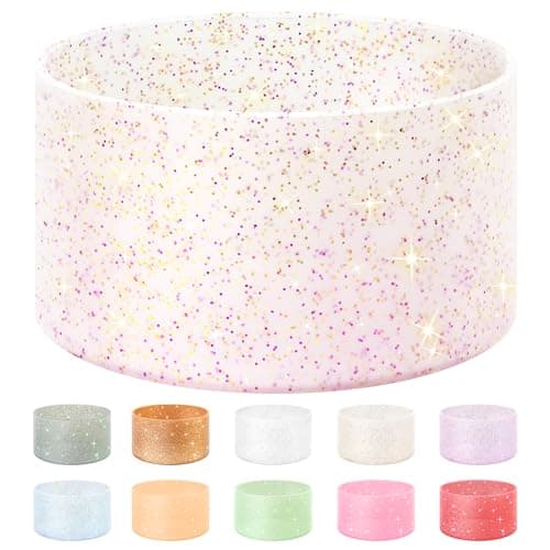 Vmini Protective Glitter Silicone Boot, Compatible with Stanley Tumbler 20-40oz & Hydro Flask Water Bottle 12-24oz and More Bottles/Tumblers with 2.8-2.95in Bottom, Bling Anti-Slip Sleeve Cover
