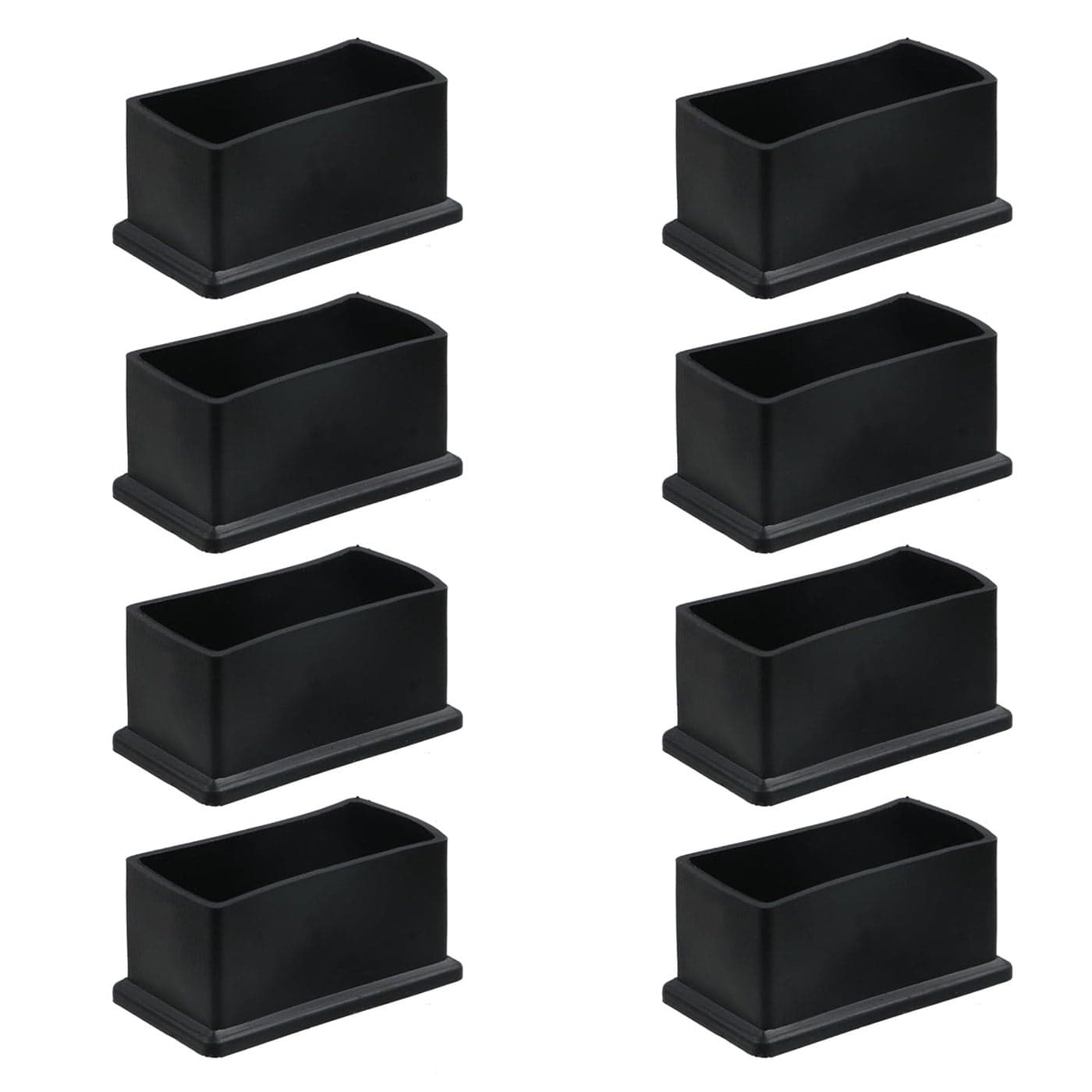 Geesatis 12 PCS 2" X 1" Rubber Furniture Feet Cover, Table Chair Leg Cover, Hardwood Floor Protector, Double Thickness, Black, PVC, Rectangle