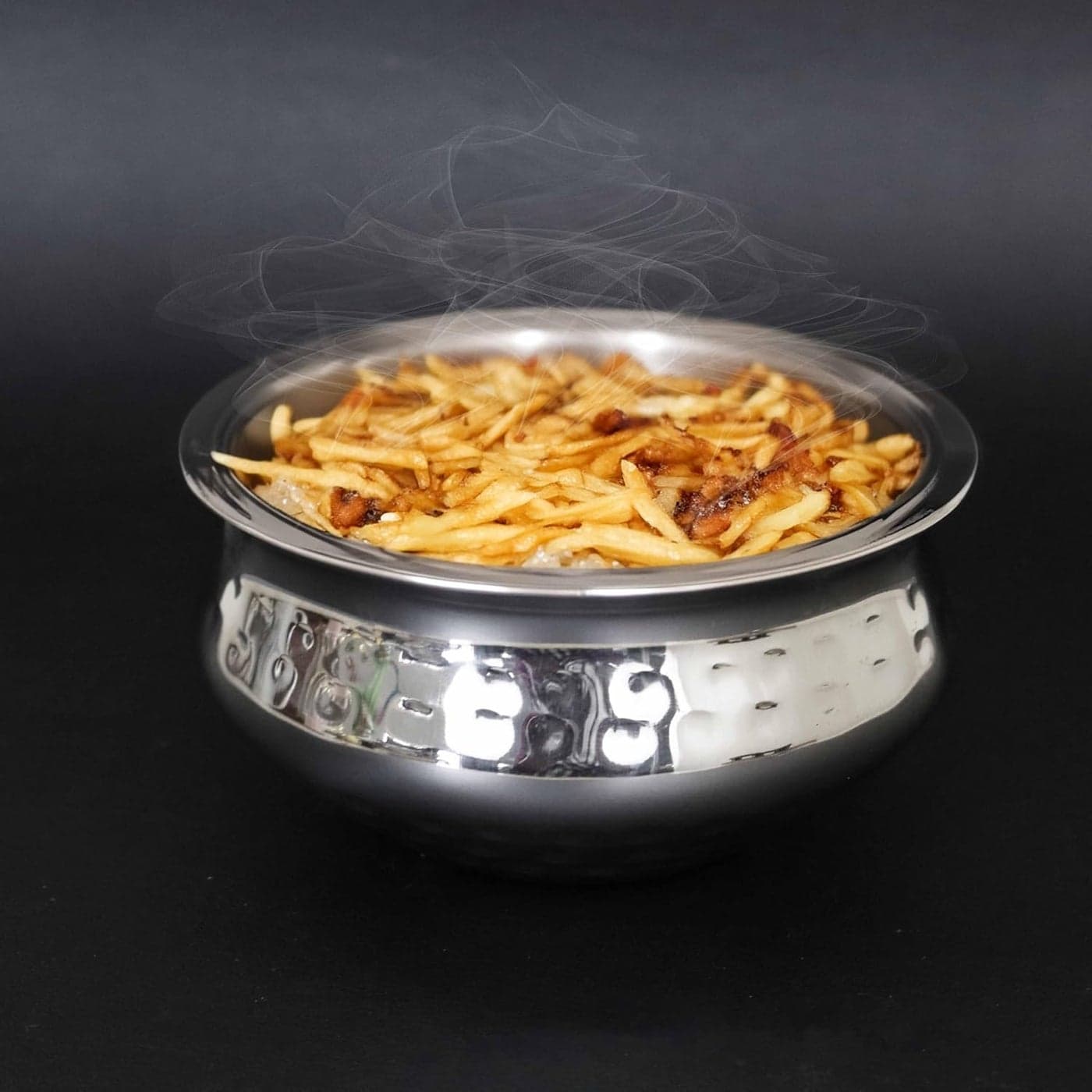 Spillbox Stainless Steel Kitchen Utensils Cooking Serving Tope SetHandi SetUrli ServewareTopePatilaTope SetCookware Bowl Hammered Briyani Handi Medium